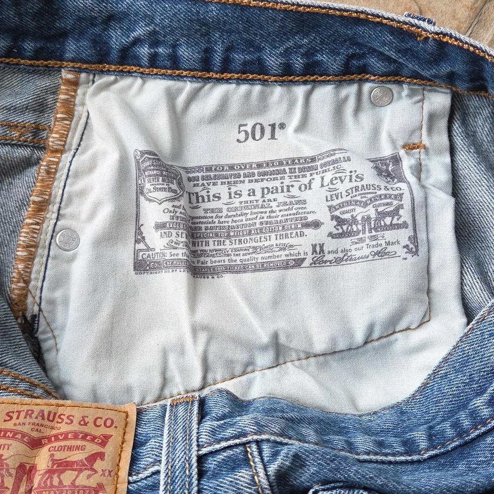 Levi’s 501 High Rise Distressed Cutoff Denim Jean Shorts Button Fly Blue